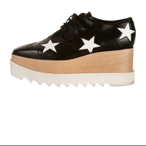 Stella McCartney Black White Star Vegan Elyse Platform Derby Shoes, Size 35 - Picture 9 of 16